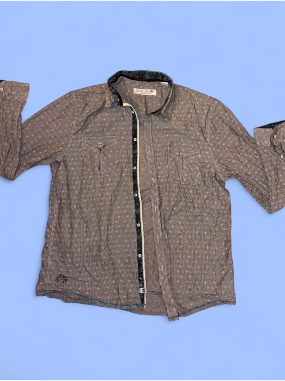 English Laundry Men's John Lennon Shirt paisley trim & flip cuff 2XL